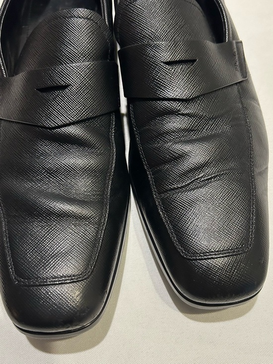 Prada Other - Prada Black Textured Leather Penny Loafers